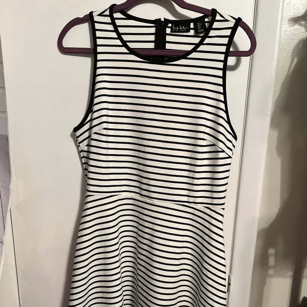 NICOLE MILLER NEW YORK STRIPED SLEEVELESS DRESS SZ L
